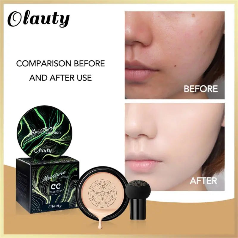 Olauty BB Air Cushion Foundation Cream Mushroom Head CC Cream Concealer Whitening Makeup Cosmetic Waterproof Brighten Face Base